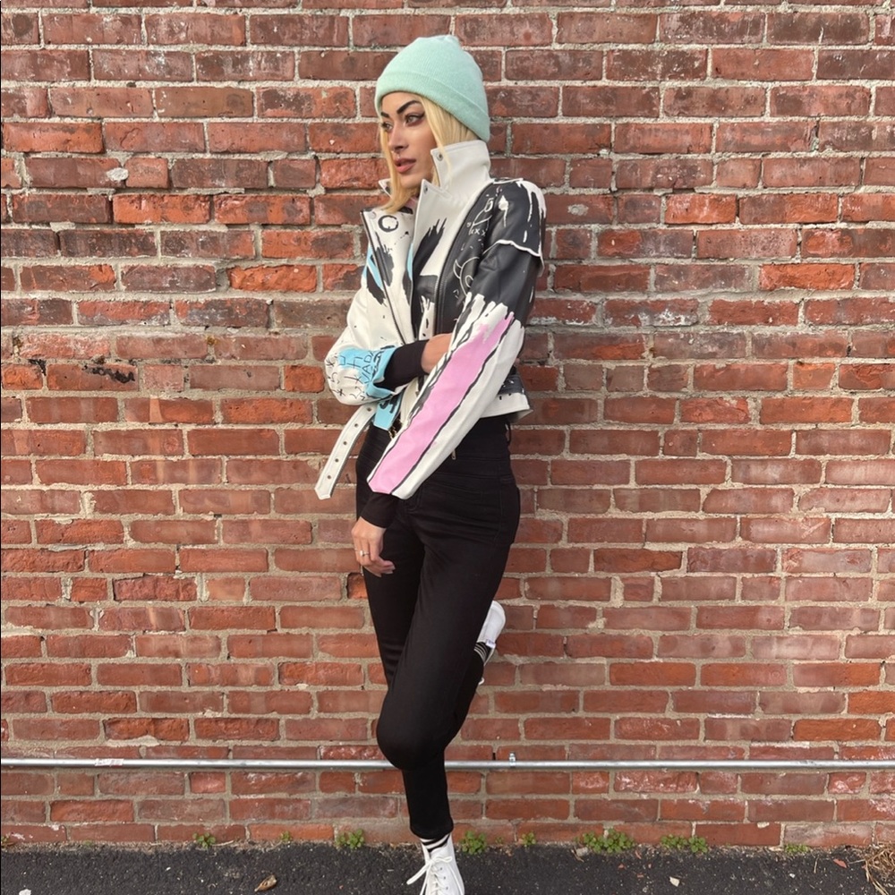 Painted leather Moto jacket